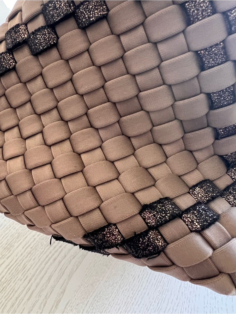 Naghedi Brown Woven Top-Handle Tote with Dark Accent Weave- St Barths- Medium - Picture 5 of 10